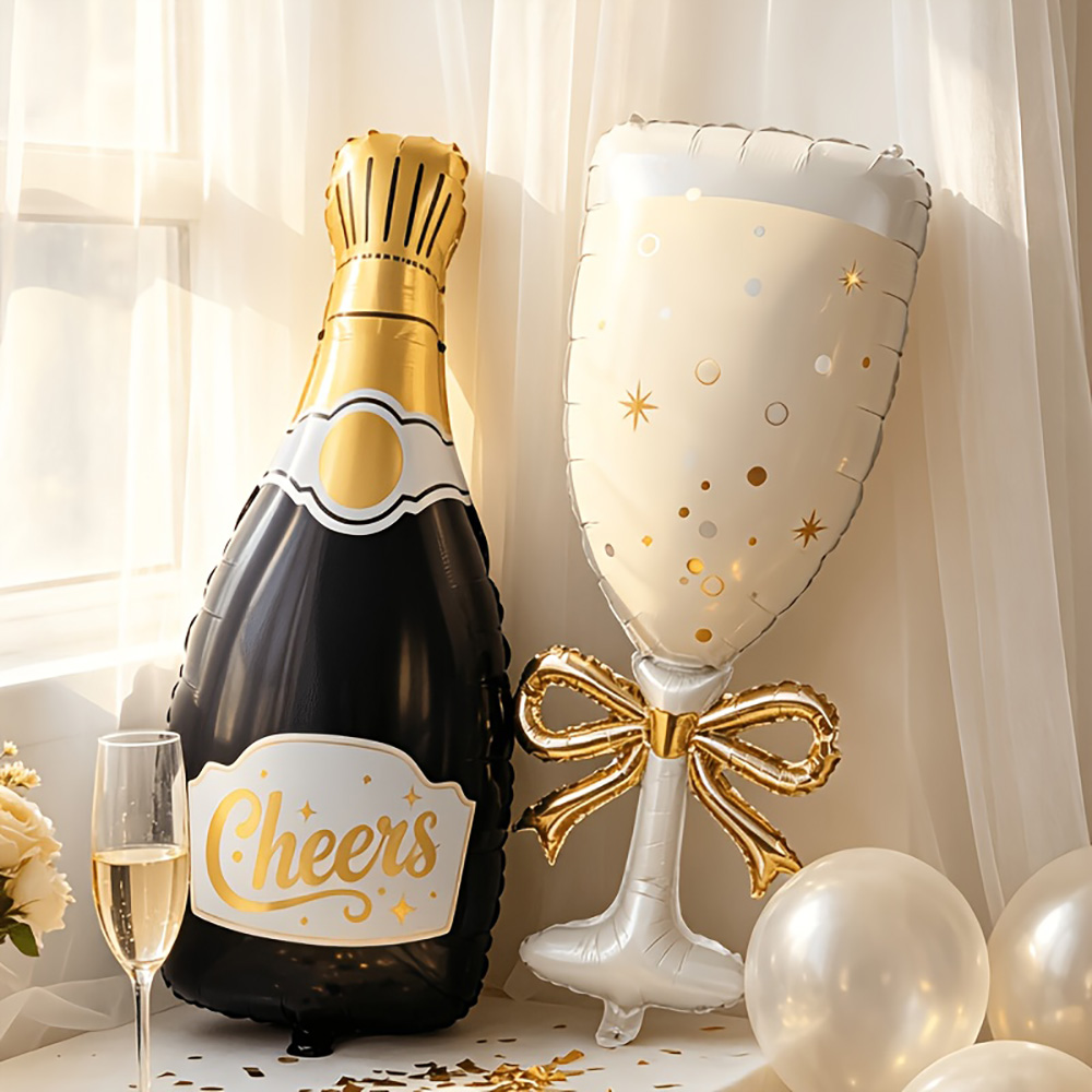 Water Balloon Set - 2pcs Champagne Bottle bow Wine Glass