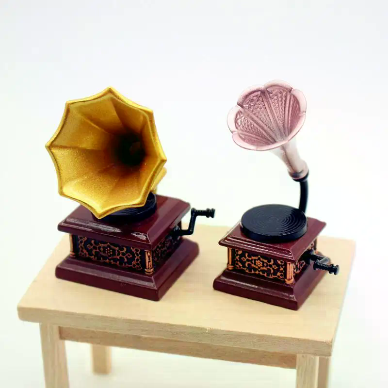 Kids Toys Idea - Dollhouse Vintage Phonograph Miniatures Model Living