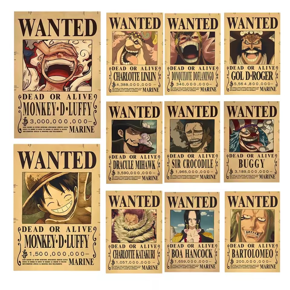 Card Game Kids - Anime One Piece Bounty Wanted Posters